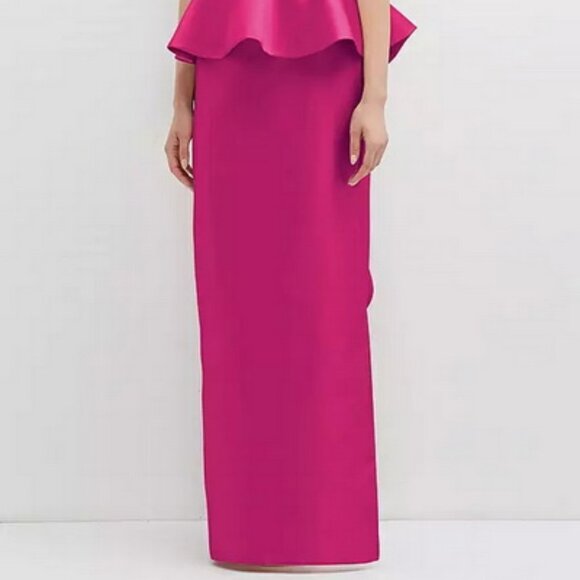 Alfred Sung Think Pink Strapless Ruffle High-Low Satin Gown D838 - Picture 2 of 6